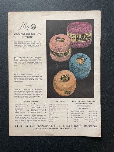 VINTAGE 1930s CROCHET & Tatted Edgings LILY MILLS CO Bk 700-E Lace Towels Collar - Picture 2 of 6