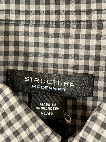 Structure Gray Modern Fit Dress Shirt Gray Long Sleeve Adult Men's XL XLarge - Picture 9 of 9
