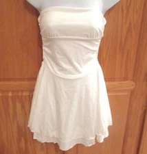Womens WHITE Skater DRESS~size SMALL~NEW Mini Cocktail~Strapless RUCHED Stretch