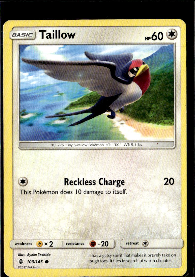 Pokemon Taillow 103/145 Guardians Rising Non Holo Common 3 Card Lot
