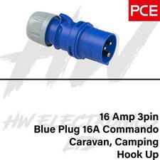 PCE Blue 16 Amp 2P+E 240V Male Round Plug 16A Ceeform Commando IP44 Outdoor