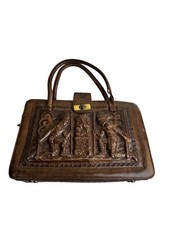 Antique Vintage Carved Leather Purse- Mayan Design YOTRASPENDIENTES Mexico