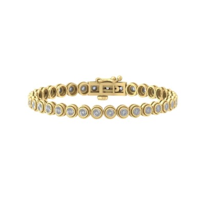 10k Yellow Gold Round Natural Diamond Fancy Tennis Bracelet Gift For Women 7''