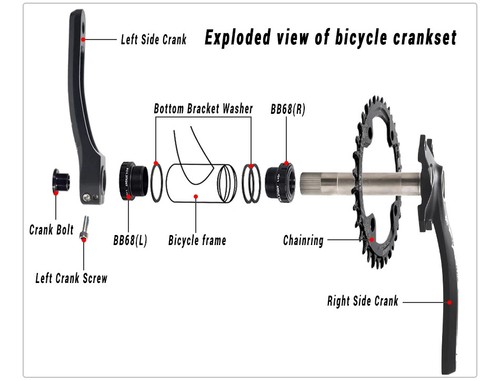 Bicycle Crank Chainring 104BCD MTB Bike 170mm Crankset 32T 34T 36T 38T Plate BB - Picture 23 of 38