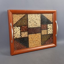 Tablett Mit Legumi Aus Holz, Glas Und Metall Italienisches Vintage Handwerk