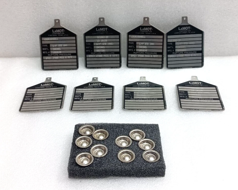 LAMOT 1/4" STD (AA) DISCO DE PRESIÓN DE RUPTURA 27000 PSIG LOTE DE 10 PIEZAS NUEVO Foto 4 de 4