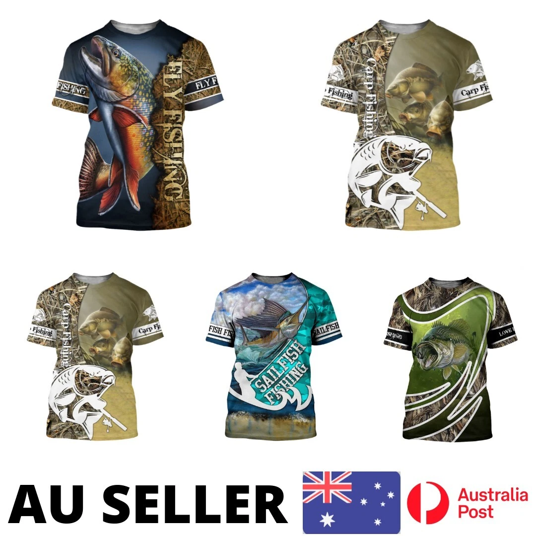 Fishing Shirt Summer Camping Outdoor Streetwear Boating - AU Stock