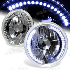 7 Round H6024 H6014 H6017 Chrome Housing Blue Led Ring Sealed Beam Headlights