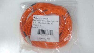 Pack of 3: SC / ST Multimode Duplex 50/125 Fiber Optic Cable