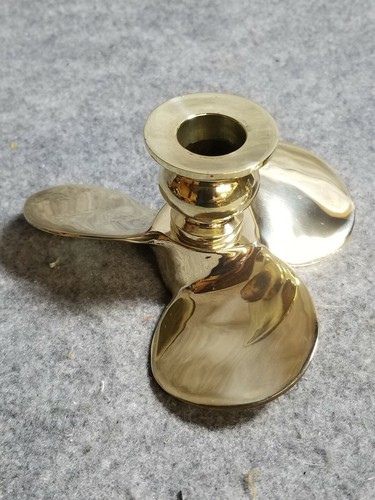 Solid Brass Boat Propeller Candle Stick Holders, 2 1/2" tall, 4 1/2" wide. - Picture 4 of 8