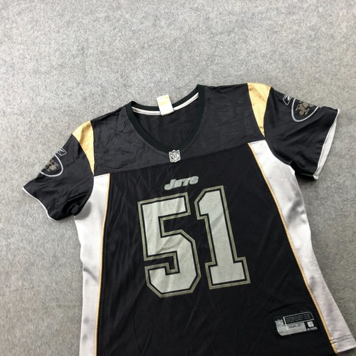 New York Jets Jersey Womens Large Black Jonathan Vilma #51 Reebok Y2K - Picture 2 of 15