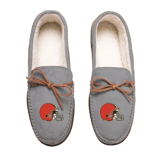 Forever Collectibles-NFL Team Color-Men's Moccasin Slippers-Cleveland Browns