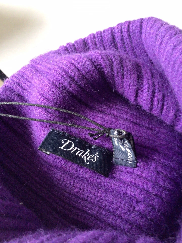 DRAKES Purple Lambs wool and Angora Beanie cap  Hat Made In Scotland NEW - Image 3 of 3