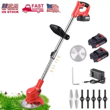 Electric Cordless Grass String Trimmer Lawn Edger Weed Wacker Cutter 2 Batteries