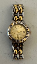 Vintage Bulova Marine Star Women's Watch Stainless / Gold Silver Date Quartz