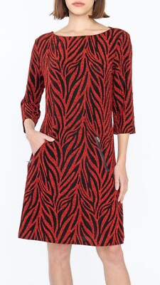 VEGAS Paris Kleid 3/4-Arm ''Zebra Glamour   Eleganz in Rot und Schwarz'' - NEU