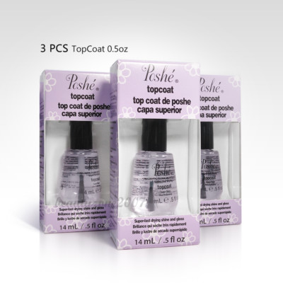 Poshe Super Fast Drying Shine And gloss Nail Polish Top Coat 0.5oz x 3 Pcs