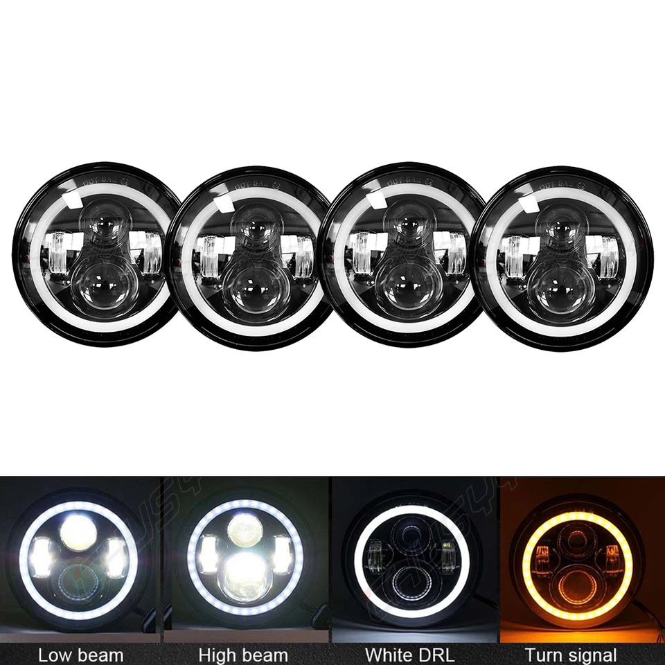 Faróis de LED redondos 4 peças 5 3/4" 5,75 polegadas feixe HI/LO para Datsun 620 Pickup 72-74 - Imagem 3 de 4