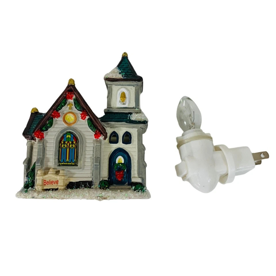St Nicholas Square Christmas Church Night Light 6.25" Ceramic Religious - Image 3 of 4