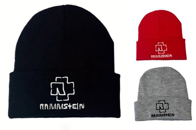 RAMMSTEIN Metal Rock Band - Knit Beanie Skull Cap Hat - Black /Red /Grey