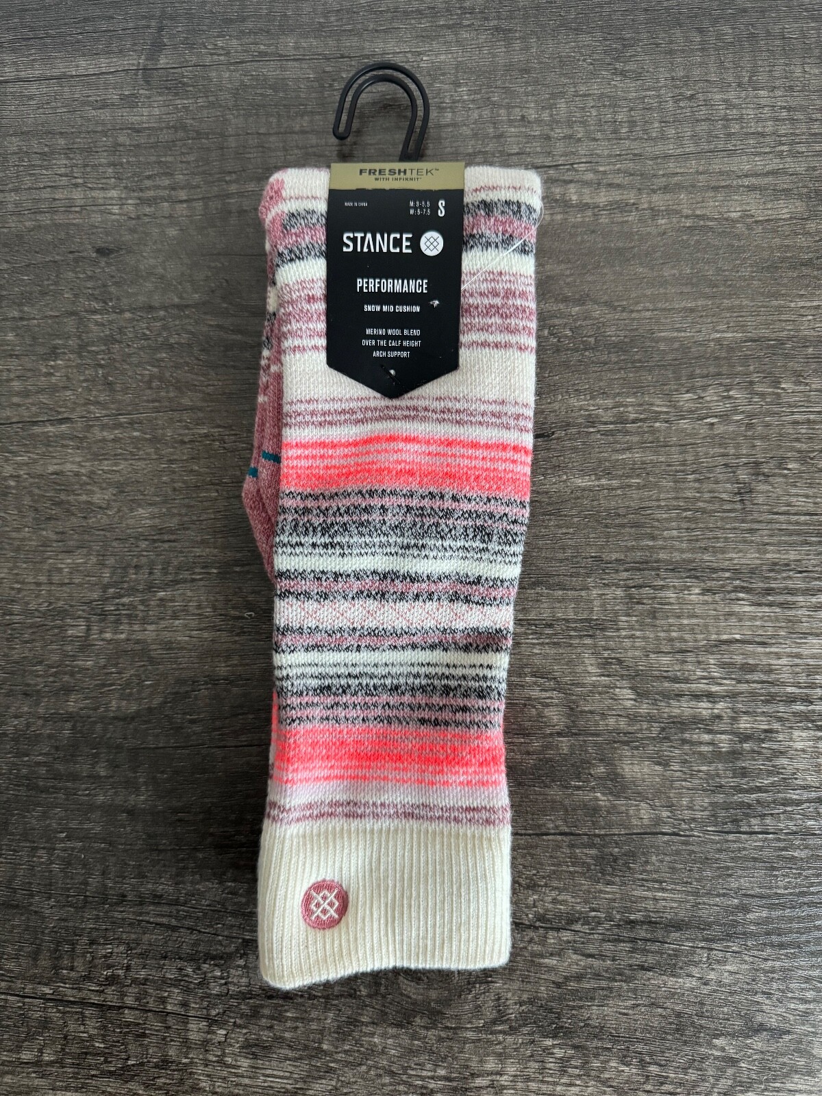 Stance Performance Snow Mid Cushion Merino Wool OTC Socks Curren Snow Size SMALL