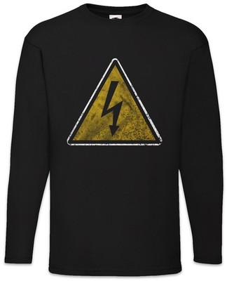 Caution High Voltage Vintage Logo Sign Langarm T-Shirt Hochspannung AC/DC