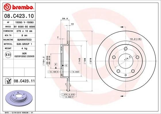 2X Bremsscheibe Hinten Brembo 08C42311 FÜR Mazda Bremsscheiben Scheibenbremse-image