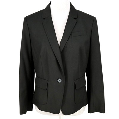 Ann Taylor Loft Jacket Womens Black Crepe Lined Stretch Blazer