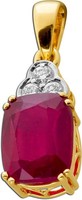 Rubin AnhäNger Gold 585 14K Roter Edelstein Lab Grown Diamanten