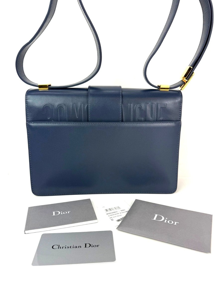 Christian Dior 30 Montaigne Smooth Calfskin Box Dark Denim Bag