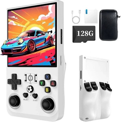 128GB,R36MAX Handheld Game Console 4'' IPS Screen,22000+ Games, Video Games WHITE