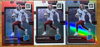 2022 Optic Jahan Dotson Rated Rookie Silver Holo+Red Hyper +Base 3 CARD LOT
