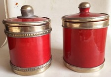 2 Pots Couverts Signés-Céramique Métal Argenté-Maroc