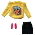 Skipper Barbie Clothes Kitty Cat Sweater Top Skirt Flats Vintage 90s Doll Outfit