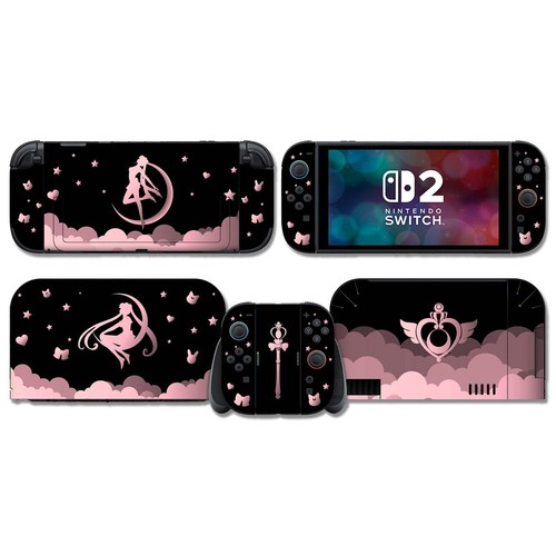 Moon Anime Skin - Negro Rosa Anime Lindo Nintendo Switch 2 Envoltura - Imagen 2 de 2