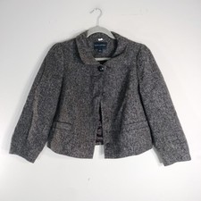 Banana Republic Brown Blazer; Wool Blend Cropped Tweed Jacket