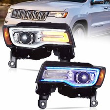 VLAND LED Headlights For 2014-2022 Jeep Grand Cherokee W/Blue DRL Animation L+R