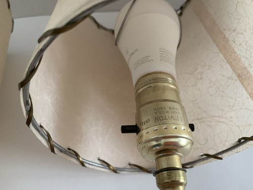 Vintage MCM Leviton Pair Table Lamps Tulip Base 16.5” W/Original Shades Working - Picture 11 of 16