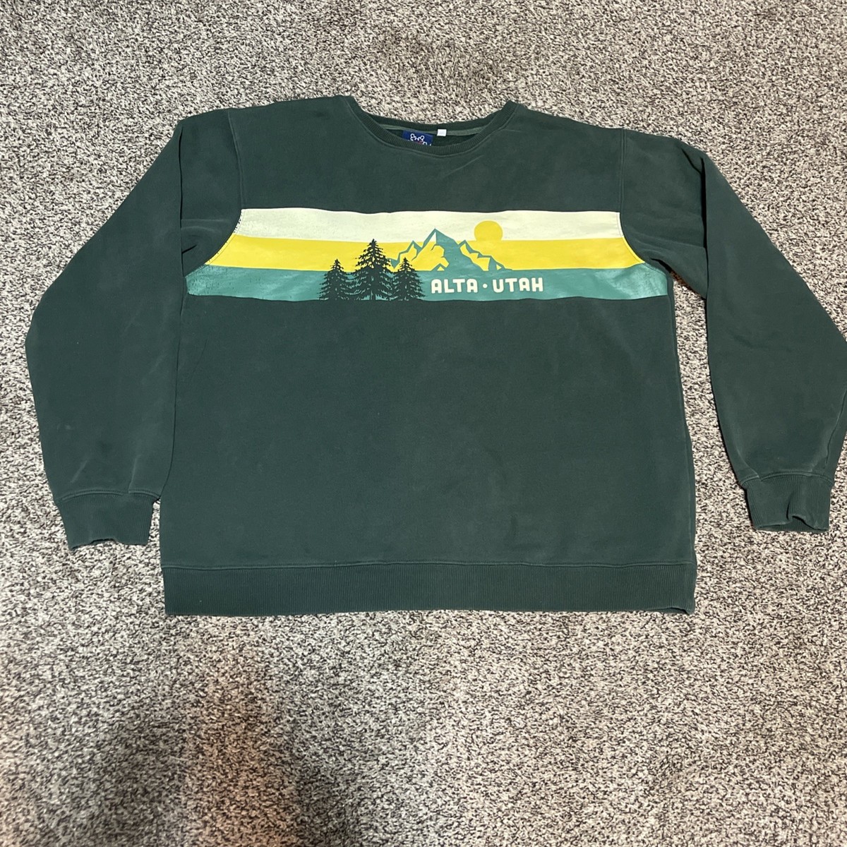 Vintage Alta Utah Ski Resort Crewneck Sweatshirt Mens XLarge Green 