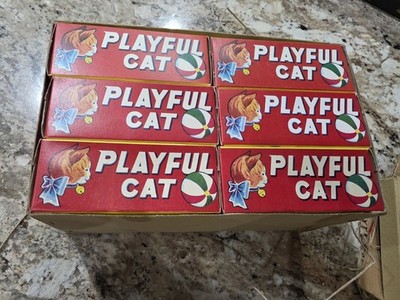 NOS straight from Master Case Vintage ALPS Japan Tin Wind Up Playful Cat w/ Box 