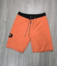 Affliction Shorts Men 36 Orange Board Hybrid Summer Swim Trunks Active Logo