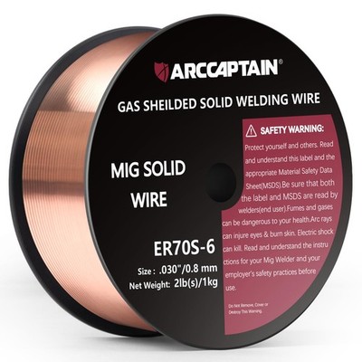 ARCCAPTAIN Mig Welding Wire, Wire ER70S-6 2Lbs Gas Solid 0.030'' 2Lb