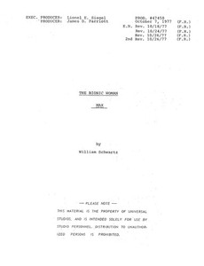 Classic Script The Bionic Woman Max Richard Anderson Notes (copy)
