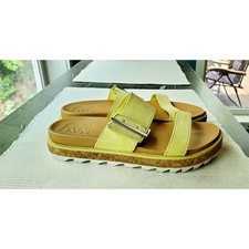 Sorel Roaming Buckle Slide Sandals Yellow Suede Women's 6.5