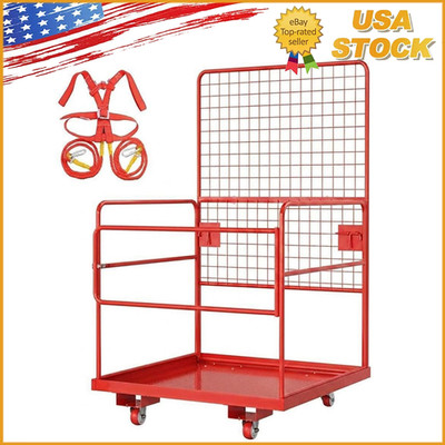 45''x43'' 1800lbs Forklift Cage Work Platform Safety Cage Steel for Lifting Loader