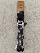 Arcadia Trail Paracord Dog Collar With Aluminum D- Ring  Med 14"-20  Blue Grey