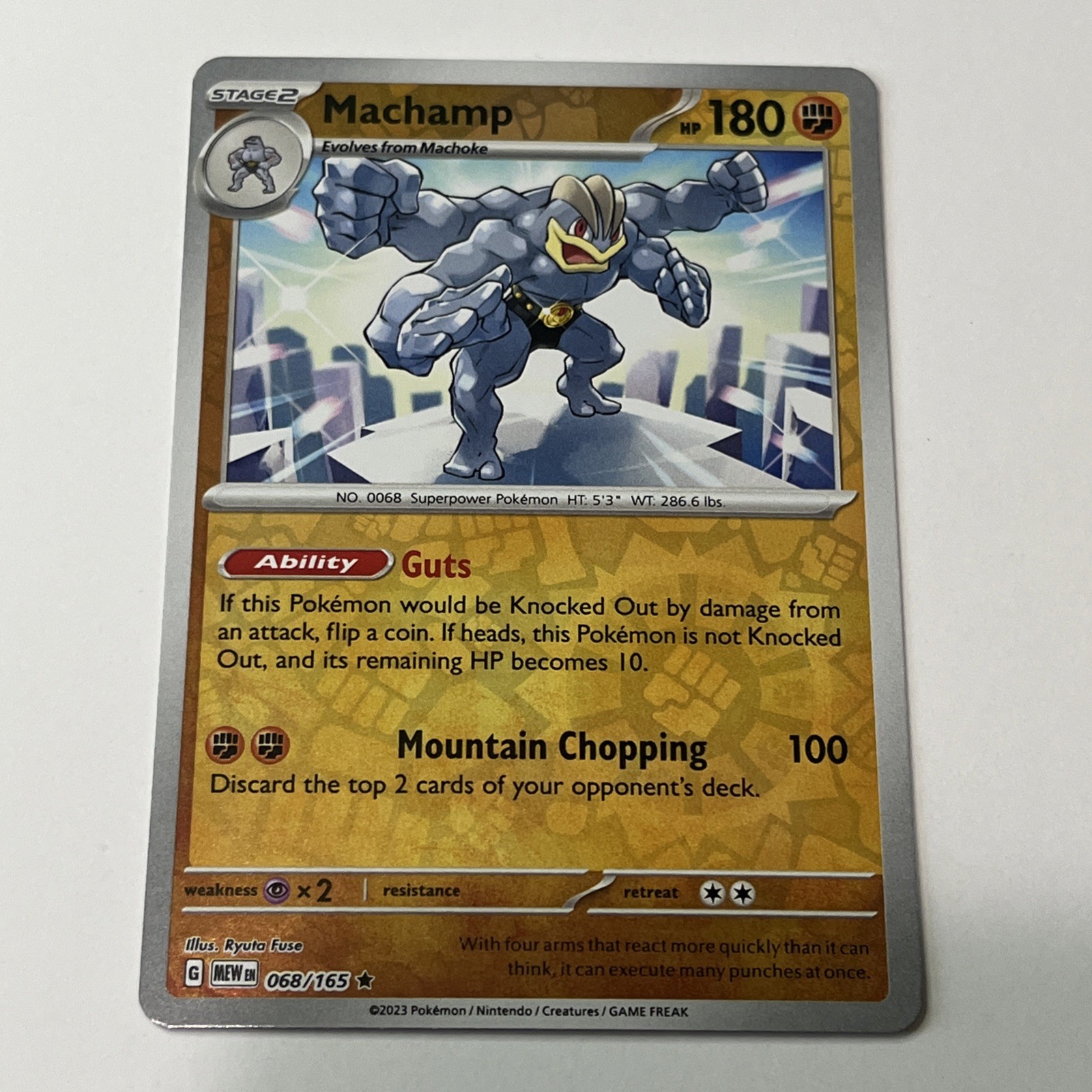 Machamp Pokemon Card 151 Reverse Holographic 068/165 Near Mint