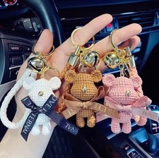 5pc 6cmCute Teddy Bear Keychain Bag Charm Key Ring Purse Pendant Gift for Women
