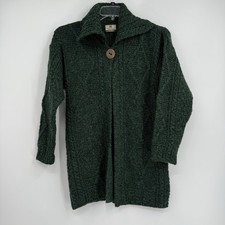 Carraig Donn Cardigan Women's Size Small Green Sweater Pure New Wool One Button
