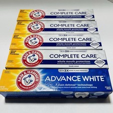 5x Arm & Hammer Complete Care & Advance White Fluoride Toothpaste-6 oz Exp 2027 0.83 per gallon